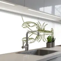 KitchenYeah Keuken achterwand 200x80 cm - Spatscherm zelfklevend Groen - Kreeft - Wit - Muurbeschermer - Spatwand fornuis