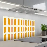 KitchenYeah Spatscherm 100x50 cm - Zelfklevende achterwand Geometrisch - Patroon - Geel - Roze - Keuken muurbeschermer - Spatwand fornuis
