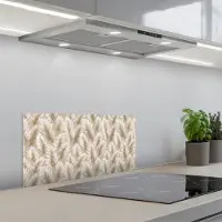 KitchenYeah Spatscherm 60x30 cm - Zelfklevende achterwand Botanisch - Patroon - Beige - Keuken muurbeschermer - Spatwand fornuis