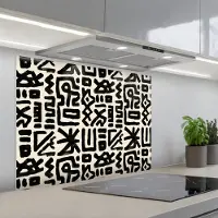 KitchenYeah Spatscherm 80x60 cm - Zelfklevende achterwand Geometrisch - Figuren - Zwart - Keuken muurbeschermer - Spatwand fornuis