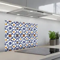 KitchenYeah Spatscherm 70x55 cm - Zelfklevende achterwand Patroon - Modern - Kleurrijk - Keuken muurbeschermer - Spatwand fornuis
