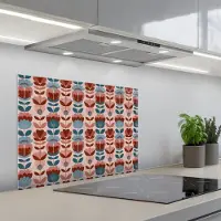 KitchenYeah Spatscherm 70x50 cm - Zelfklevende achterwand Vintage - Motief - Kleurrijk - Keuken muurbeschermer - Spatwand fornuis