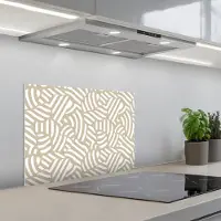 KitchenYeah Spatscherm 60x45 cm - Zelfklevende achterwand Abstract - Modern - Beige - Keuken muurbeschermer - Spatwand fornuis