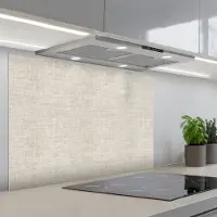 KitchenYeah Spatscherm 80x55 cm - Zelfklevende achterwand Linnen - Textuur - Beige - Keuken muurbeschermer - Spatwand fornuis