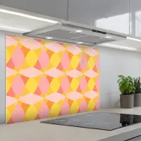 KitchenYeah Spatscherm 90x60 cm - Zelfklevende achterwand Kleurrijk - Ruitpatroon - Bladvormen - Keuken muurbeschermer - Spatwand fornuis