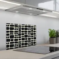 KitchenYeah Spatscherm 60x40 cm - Zelfklevende achterwand Modern - Organisch - Zwart - Keuken muurbeschermer - Spatwand fornuis