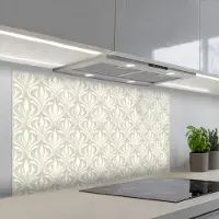 KitchenYeah Spatscherm 120x60 cm - Zelfklevende achterwand Barok - Patroon - Beige - Keuken muurbeschermer - Spatwand fornuis