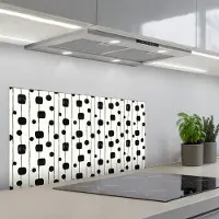 KitchenYeah Spatscherm 90x45 cm - Zelfklevende achterwand Grafisch - Modern - Zwart - Keuken muurbeschermer - Spatwand fornuis