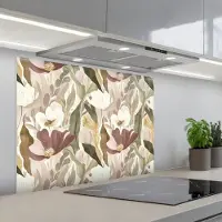 KitchenYeah Spatscherm 80x60 cm - Zelfklevende achterwand Bloemen - Aquarel - Kleurrijk - Keuken muurbeschermer - Spatwand fornuis