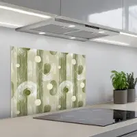 KitchenYeah Spatscherm 70x55 cm - Zelfklevende achterwand Artistiek - Modern - Groen - Keuken muurbeschermer - Spatwand fornuis