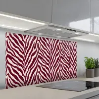 KitchenYeah Spatscherm 120x60 cm - Zelfklevende achterwand Zebra - Motief - Bordeaux - Rood - Keuken muurbeschermer - Spatwand fornuis