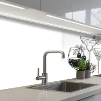 KitchenYeah Keuken achterwand 250x80 cm - Spatscherm zelfklevend Glazen - Cocktails - Zwart - wit - Muurbeschermer - Spatwand fornuis
