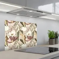 KitchenYeah Spatscherm 70x50 cm - Zelfklevende achterwand Bloemen - Aquarel - Kleurrijk - Keuken muurbeschermer - Spatwand fornuis