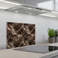 KitchenYeah Spatscherm 60x45 cm - Zelfklevende achterwand Bruin - Goud - Marmer print - Keuken muurbeschermer - Spatwand fornuis