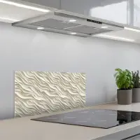 KitchenYeah Spatscherm 60x30 cm - Zelfklevende achterwand Golven - Wit - Minimalistisch - Keuken muurbeschermer - Spatwand fornuis
