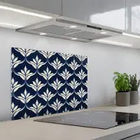KitchenYeah Spatscherm 70x55 cm - Zelfklevende achterwand Modern - Ontwerp - Blauw - Keuken muurbeschermer - Spatwand fornuis
