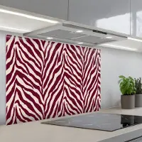 KitchenYeah Spatscherm 90x60 cm - Zelfklevende achterwand Zebra - Motief - Bordeaux - Rood - Keuken muurbeschermer - Spatwand fornuis