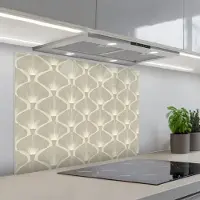 KitchenYeah Spatscherm 80x60 cm - Zelfklevende achterwand Paneel - Ginkgo - Zand - Keuken muurbeschermer - Spatwand fornuis