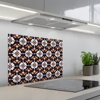 KitchenYeah Spatscherm 70x50 cm - Zelfklevende achterwand traditioneel - Element - Kleurrijk - Keuken muurbeschermer - Spatwand fornuis