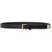 Ralph Lauren Dames Smalle riem van zwart gegraind leer (1X), Casual 412912036002