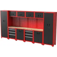 Feistos Gereedschapswand Hoge kast Juno 11 - 46x396x198cm - Zwart/Rood