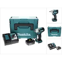 Makita DTW 300 RM1J Accu-slagmoersleutel 18 V 330 Nm 1/2" Borstelloos + 1x accu 4.0 Ah + lader + M (Oplaadbare batterij)