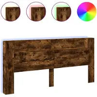 vidaXL Hoofdbordkast met LED 220x16,5x103,5 cm gerookt eikenkleurig
