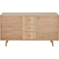 Vente-unique Badkamermeubel van massief eikenhout - Licht naturel - 145 cm - ZARENO L 145 cm x H 80 cm x D 50.5 cm