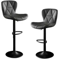 Hawthyhome Moderne in hoogte verstelbare barkruk - Omeg Serie- 360° draaibaar - Ergonomisch ontwerp - Zwart metalen voet-Set van 2-Zwart