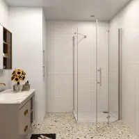 AICA hedendaags Douchecabine vouwdeur en vaste zijwand 6 mm NANO EasyClean veiligheidsglas B:120xD:80x185cm 45cm Stabilisatiestang incl. douchebak