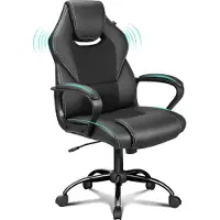 Meisterhome Ergonomische bureaustoel - Metalen Onderstel - met wieltjes - - Gamestoel – Draaistoel – Wipfunctie – Hoogteverstelling - Gevoerde armleuningen - Executive stoel - Zwart