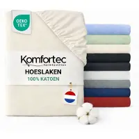 Komfortec Jersey Stretch Hoeslaken 90x200 cm - 23cm Matrasdikte- Rondom Elastiek - 100% Katoen - Creme