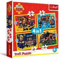 Trefl - Brandweerman Sam, Brandweerman op afroep - 4-in-1 puzzel, 4 puzzels, 35 tot 70 stukjes - verschillende moeilijkheidsgraden, voor kinderen vanaf 4 jaar