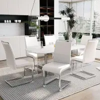 OKWISH Eetkamerstoel 42 x 45 cm - Hoge Rugleuning En Ergonomisch Comfort - Voor Eetkamer En Woonkamer - Metaal - Wit