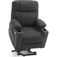 MCombo Relaxfauteuil met Elektrische Opstahulp - Verstelbare Ligfunctie - Donkergrijs - Microvezel