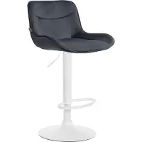 CLP Vonore Barkruk - Met rugleuning - Met voetensteun - Verstelbaar - Metalen frame - Velvet - Fluweel - wit/zwart