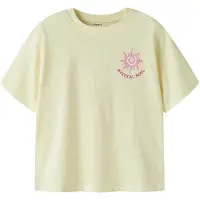 Name it KIDS T-shirt met backprint lichtgeel Meisjes Katoen Ronde hals - maat 122/128
