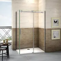 AICA schuifdeur douchewand 155x195cm met zijwand 90x195cm,8mm helder nano veiligheidsglas antikalk,douchecabine