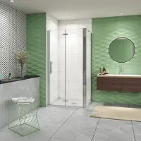 AICA Douchecabine 90x80x195cm, draaideur+ vouwdeur (L-vorm),NANO EasyClean veiligheidsglas
