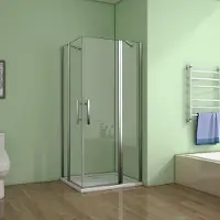 AICA douchecabine hoekinstap 120x100x195cm,douchewand,dubbele draaideur douchecabine,6mm helder nano veiligheidsglas antikalk