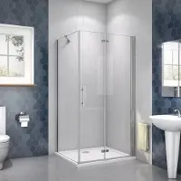 AICA Douchecabine met Draaideur 80cm+ Zijwand 100cm, 6mm Nano Coating Chroom,185 cm hoog.