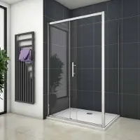 AICA rechthoekige schuifdeur douchecabine 110x190cm,zijpaneel 90x190cm, 5mm helder veiligheidsglas