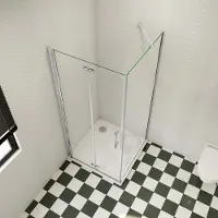 AICA B:70xD:80xH:195 cm Douchecabine, draaideur + zijpanelen,6mm NANO EasyClean veiligheidsglas,45 cm Stabilisatiestang (inkortbaar), profiel van glanzend chroom.