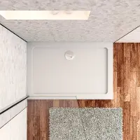 AICA Witte douchebak rechthoek 160x80cm slechts 3cm gemaakt kunststeen en minerale harsmix Extra plat ontwerp met douchegoot rooster en afvoer verkrijgbaar in verschillende maten