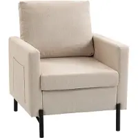 HOMCOM fauteuil - Linnen (100% polyester), staal - 73 x 77 x 87 cm - Beige