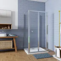 AICA Douchecabine 76x70x185cm Vouw-/schuifdeur+twee zijpanelen 5mm veiligheidsglas-gepolijst chroom frame