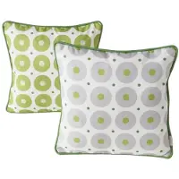 Boltze - Sierkussen - Set van 2 - Geometrisch - Groen en Wit - 45x45 cm - Outdoor & Indoor - Met Rits