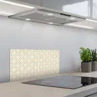 KitchenYeah Spatscherm 60x30 cm - Zelfklevende achterwand Floraal - Ornament - Beige - Keuken muurbeschermer - Spatwand fornuis