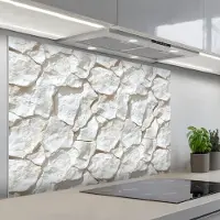 KitchenYeah Spatscherm 120x80 cm - Zelfklevende achterwand Structuur - Rots - Wit - Keuken muurbeschermer - Spatwand fornuis
