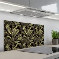 KitchenYeah Spatscherm 100x50 cm - Zelfklevende achterwand Botanisch - Bladeren - Groen - Keuken muurbeschermer - Spatwand fornuis